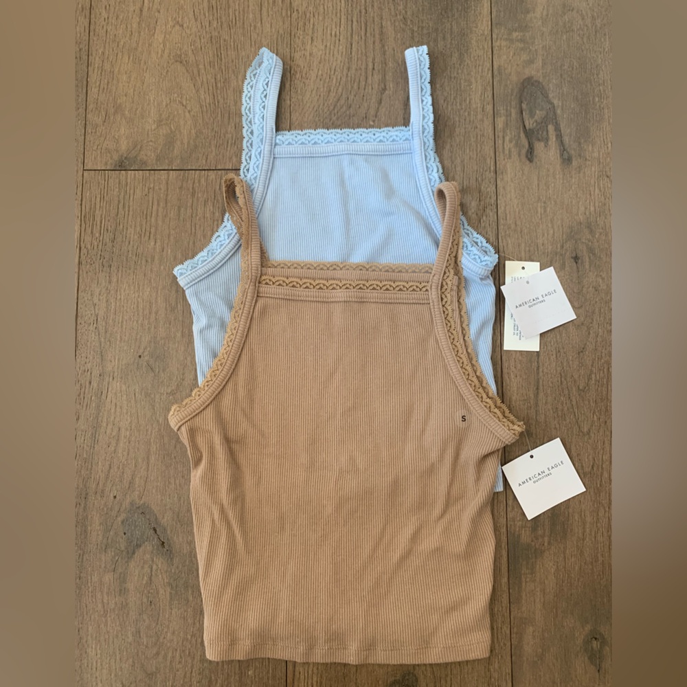 American Eagle Outfitters Ribbed Tank Tops in Blue and Brown